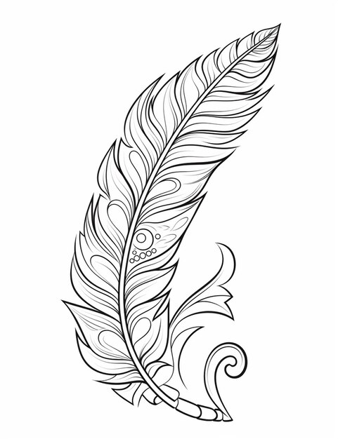 a drawing of a feather with swirls and swirls on it generative ai