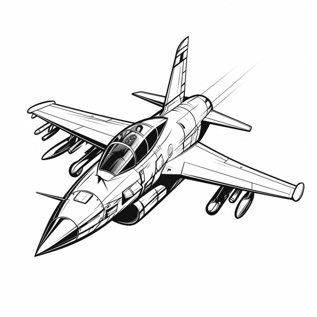 a drawing of a fighter jet flying in the air generative ai