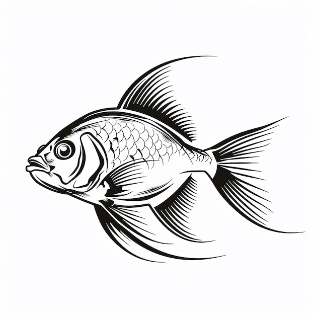 a drawing of a fish with a fish on the bottom