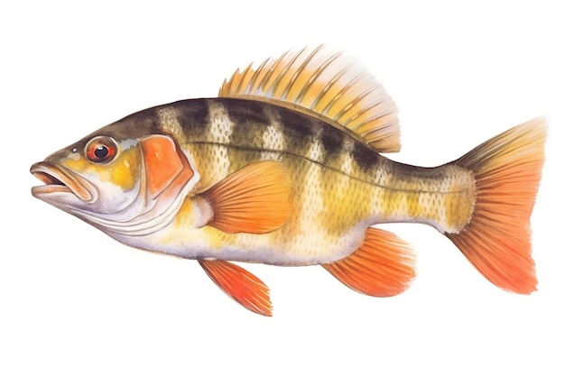 Photo a drawing of a fish with a yellow and orange tail.