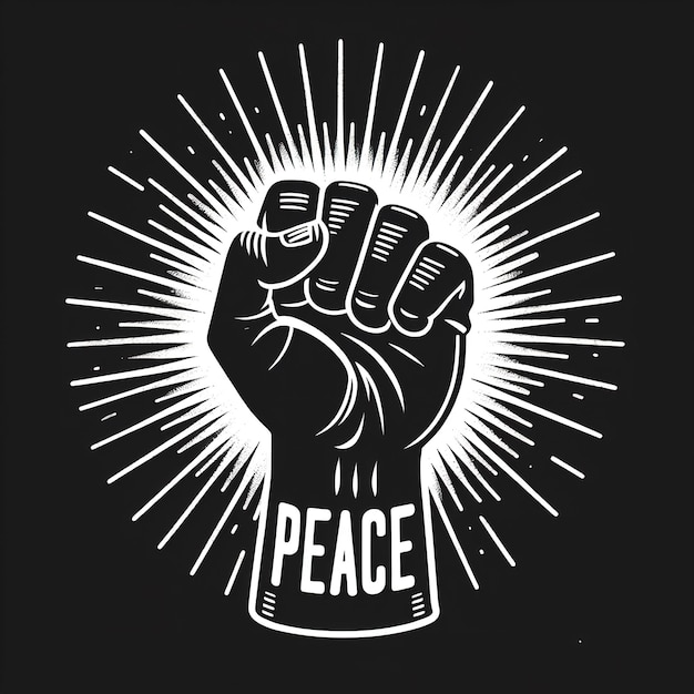 Photo a drawing of a fist with the word peace on it