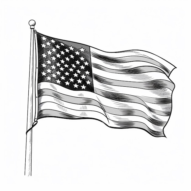 Photo drawing of a flag flying in the wind generative ai