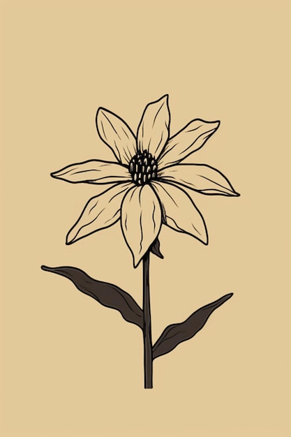 Photo a drawing of a flower on a brown background.