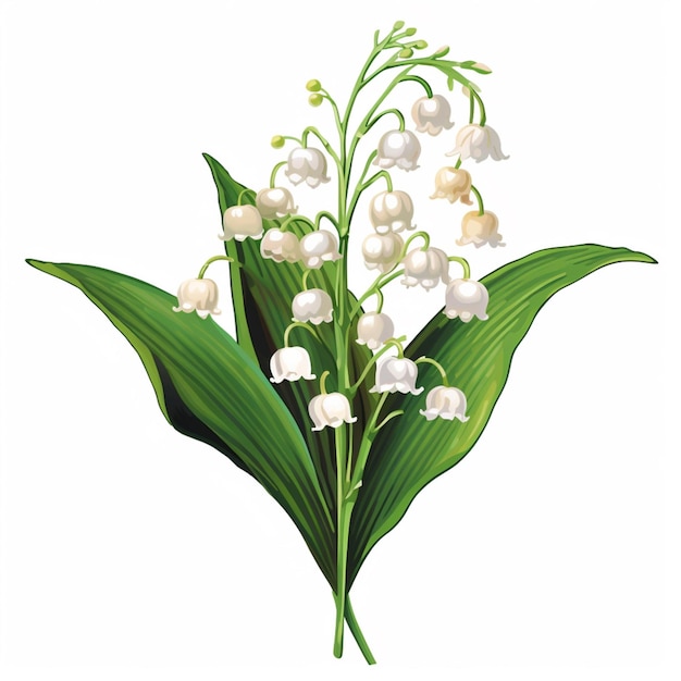A drawing of a flower of lily of the valley