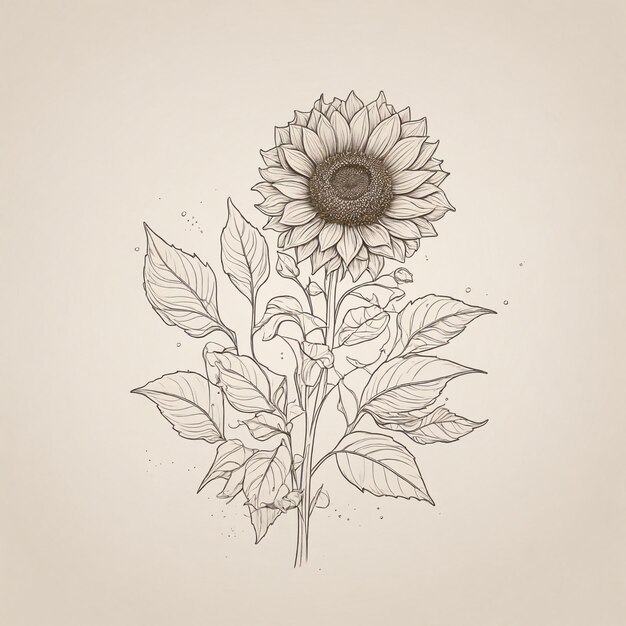 Photo a drawing of a flower that has a flower on it