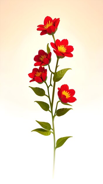 A drawing of a flower that has red petals