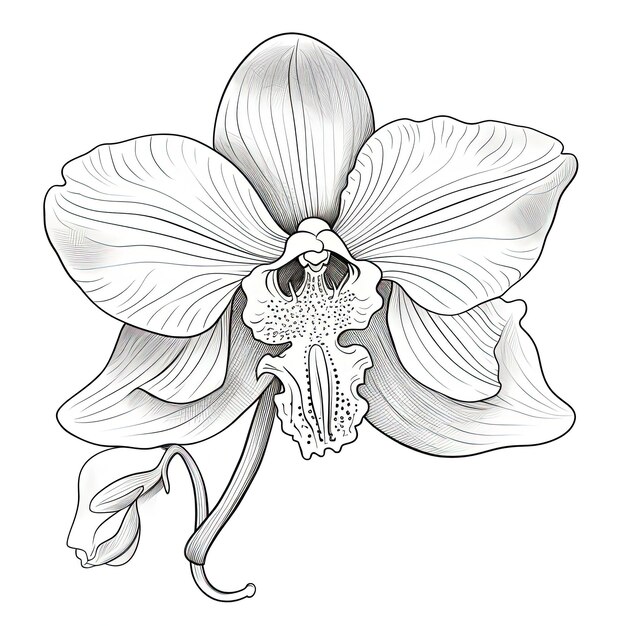 a drawing of a flower that has the word orchid on it