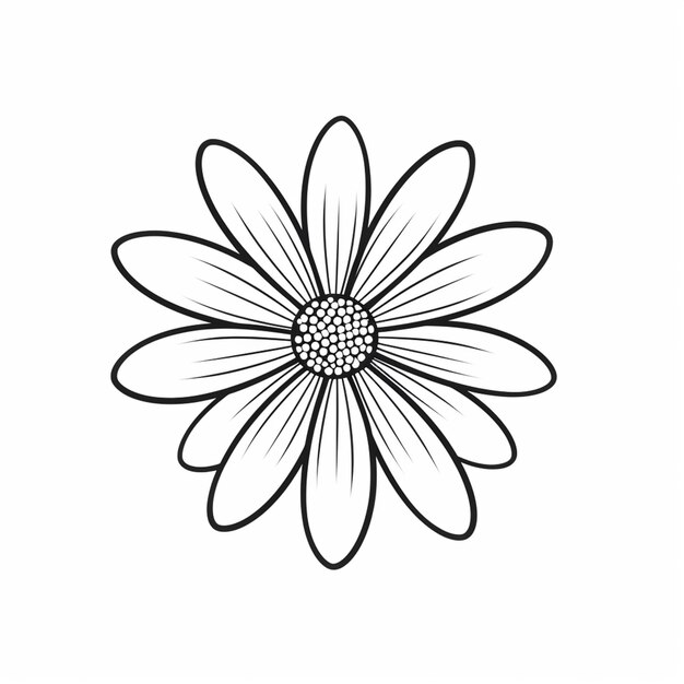 Foto un disegno di un fiore con un contorno nero su uno sfondo bianco