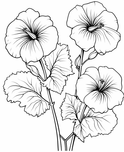 Photo a drawing of a flower with leaves and flowers on it generative ai