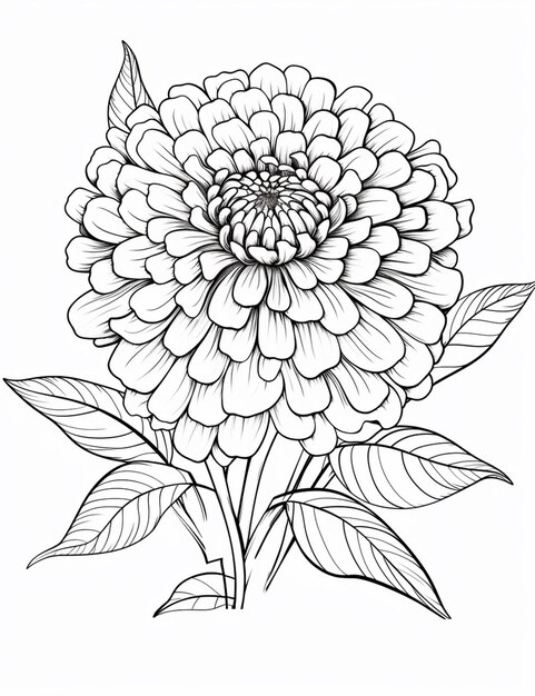 Photo a drawing of a flower with leaves on a white background generative ai