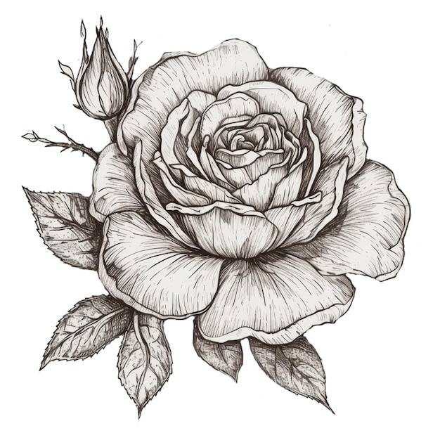 A drawing of a flower with leaves and the word roses on it.