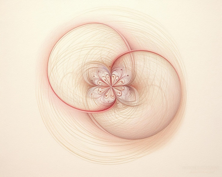 Photo a drawing of a flower with a spiral in the middle.