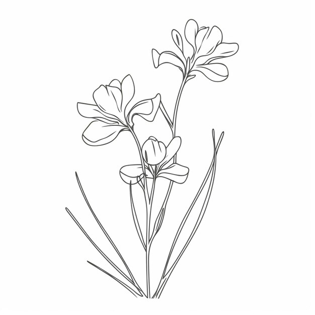 Photo a drawing of a flower with a stem and leaves generative ai