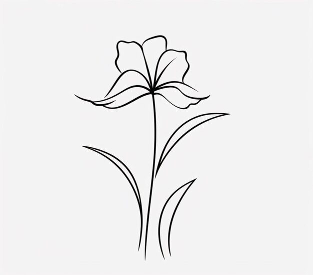 Foto un disegno di un fiore con stelo e foglie generative ai