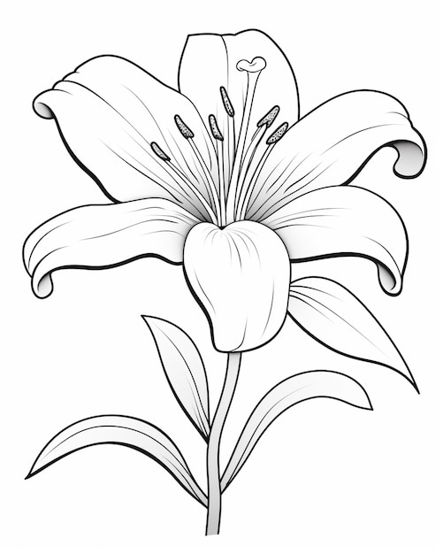 Photo a drawing of a flower with a stem and leaves generative ai