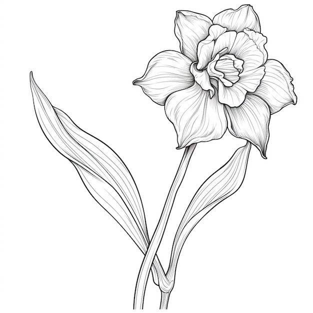 Photo a drawing of a flower with a stem and leaves generative ai