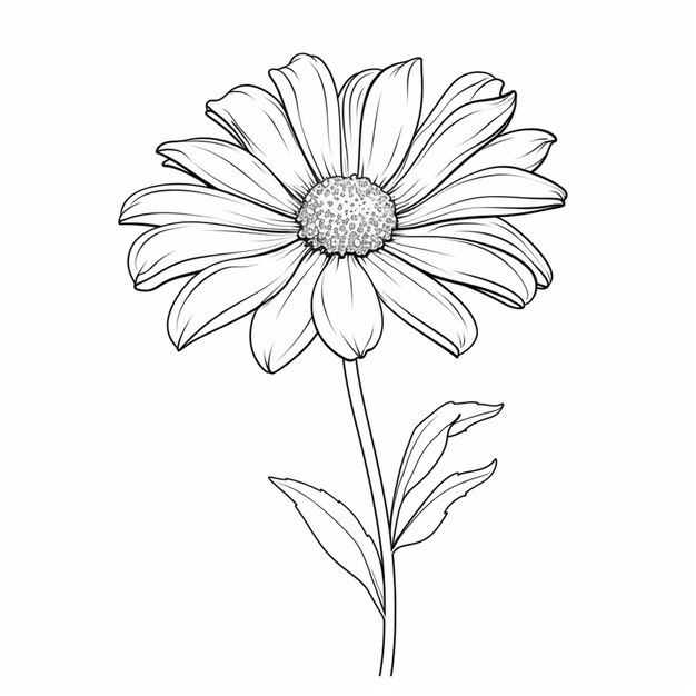 Photo a drawing of a flower with a stem and leaves generative ai