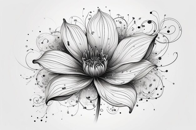 A drawing of a flower with swirls and dots on it generative ai