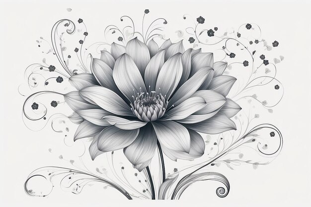 A drawing of a flower with swirls and dots on it generative ai