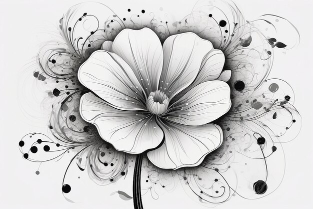 A drawing of a flower with swirls and dots on it generative ai