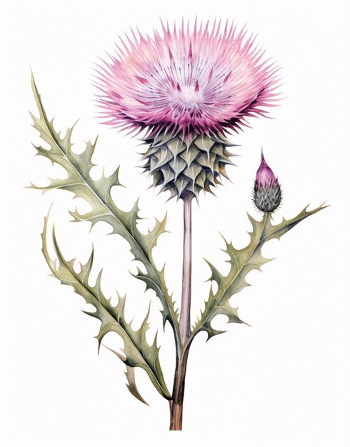 Photo a drawing of a flower with the word thistle on it