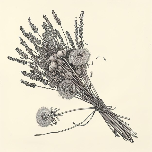 Photo a drawing of flowers and a bunch of stems with the title  wildflower