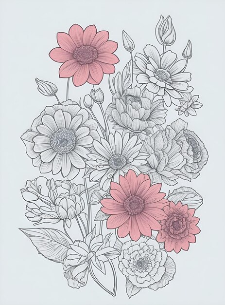 Photo a drawing of flowers by person