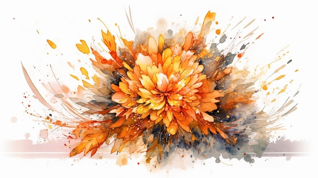 Drawing Flowers Watercolor Generative AI