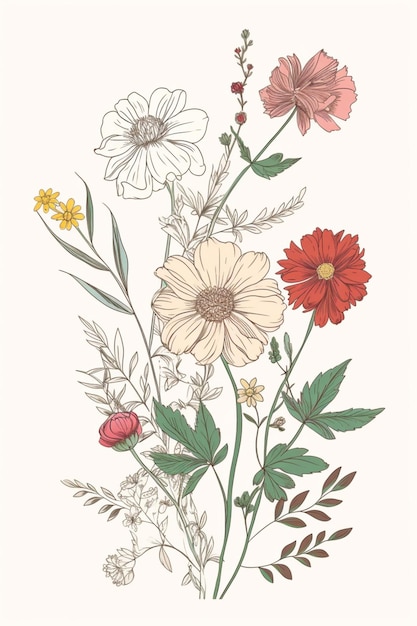 Premium AI Image | A drawing of flowers with the word daisies on it