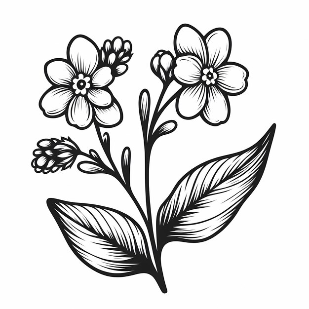 a drawing of flowers with the word wild on it forgetmenot outline