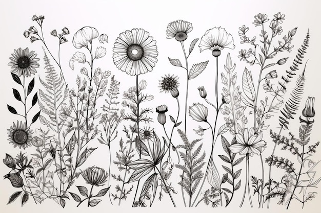 A drawing of flowers with the words " wildflowers " on the bottom.