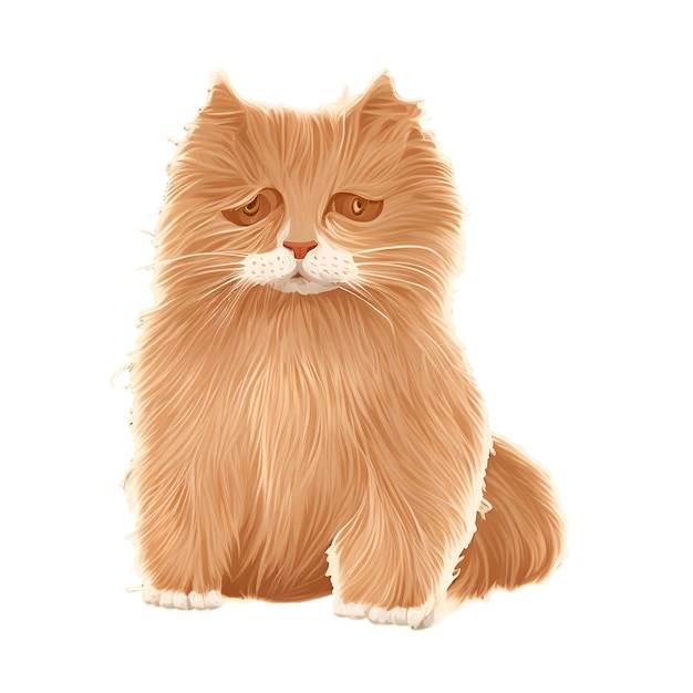 A drawing of a fluffy cat with long hair.