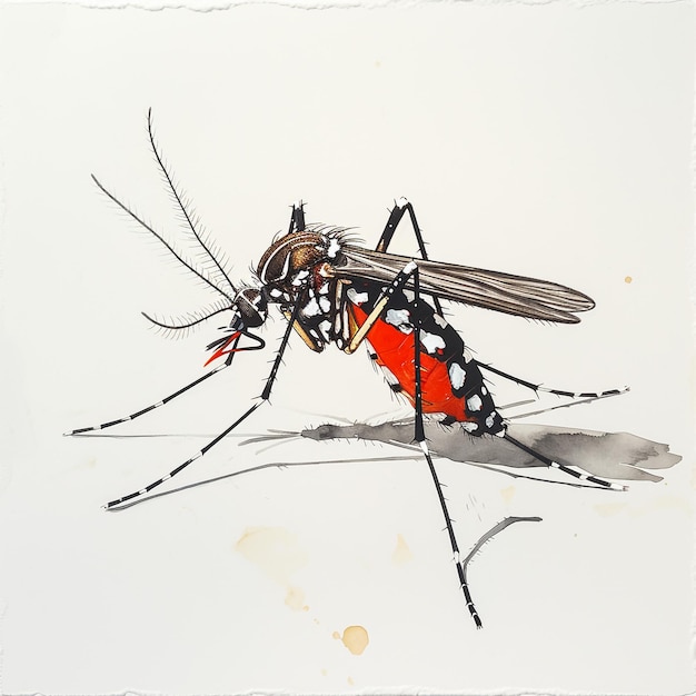 a drawing of a fly with a dragonfly on it