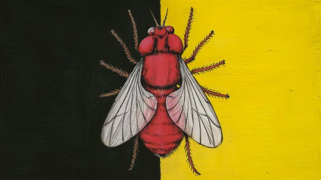 Photo a drawing of a fly with a red wings