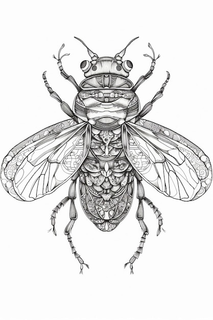 A drawing of a fly with the word fly on it.