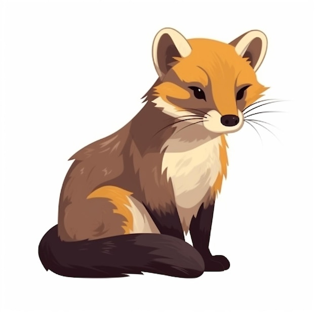 A drawing of a fox that is sitting on a white background.