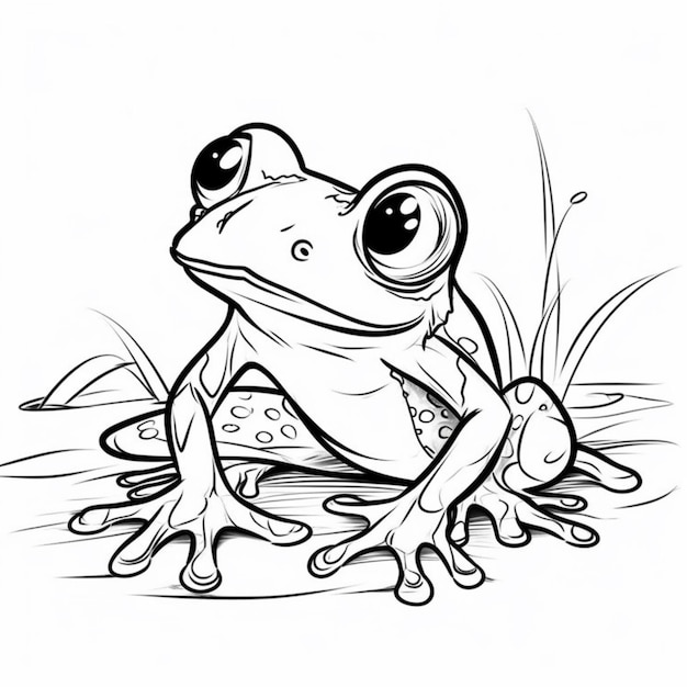 A drawing of a frog with big eyes sitting on a rock generative ai