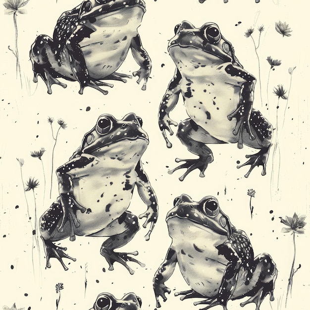 개구리 와 꽃 의 그림 을 그린 개구리 의 그림