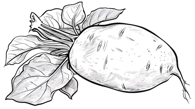 Foto un disegno di un frutto con un disegnare di una foglia