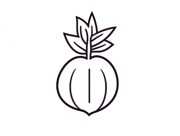 Photo a drawing of a fruit with a leaf on it