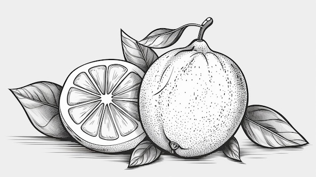 Foto un disegno di un frutto con sopra la parola agrumi