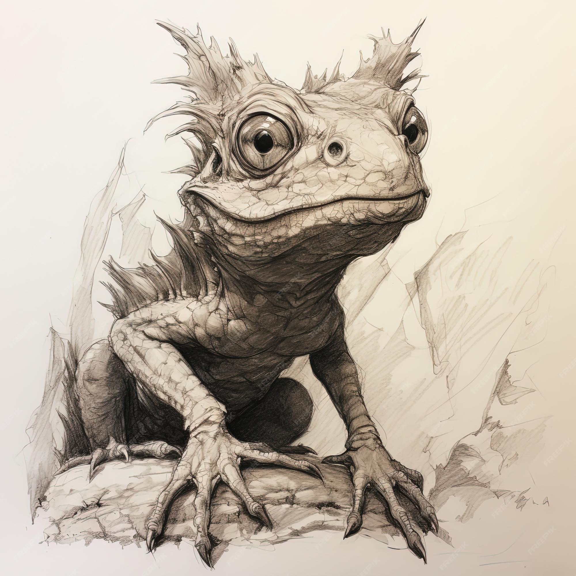Premium AI Image | a drawing of a gecko with a drawing of a lizard.