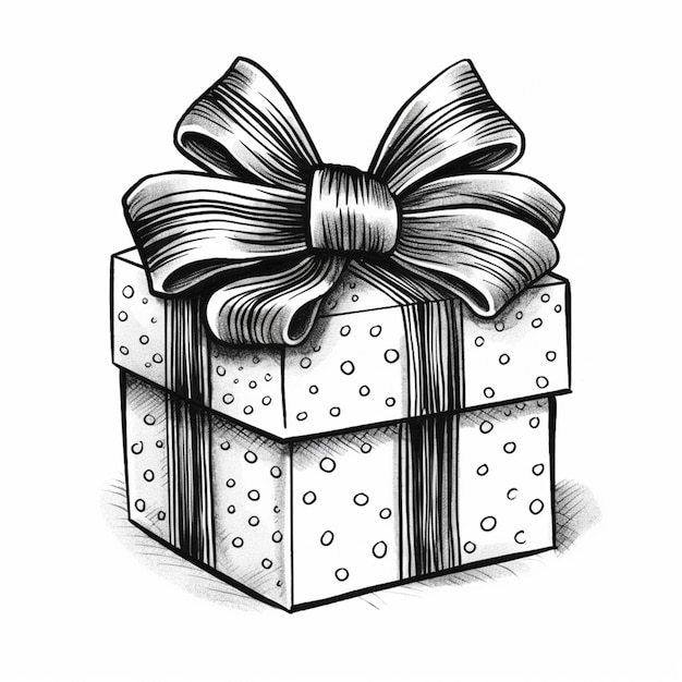 A drawing of a gift box with a bow on top generative ai