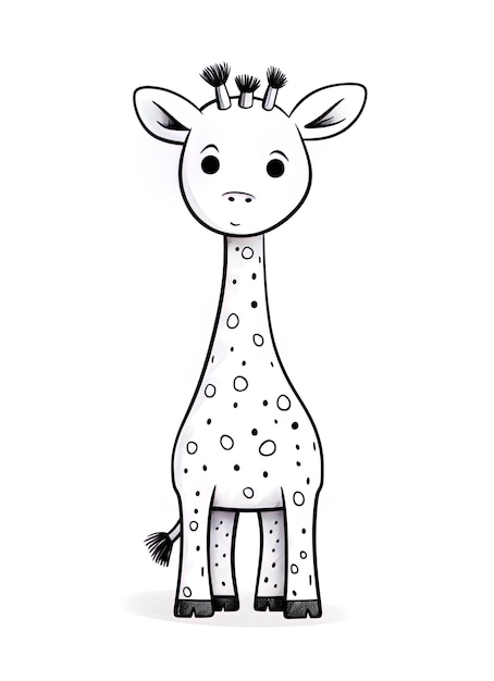 Photo a drawing of a giraffe with a black and white drawing of a giraffe