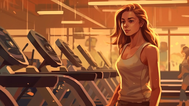 Drawing girl in the gym Generative AI