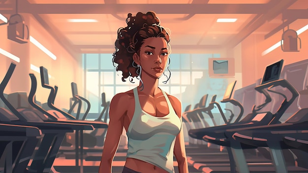 Drawing girl in the gym Generative AI