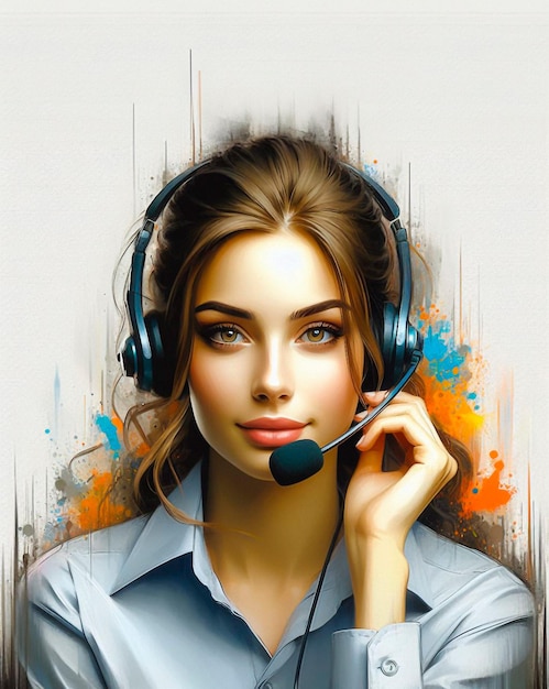 Drawing The girl is a call center operator