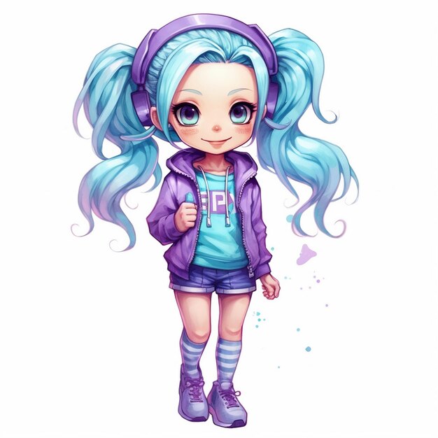 a drawing of a girl wearing a hoodie and a hoodie with the letters b on it