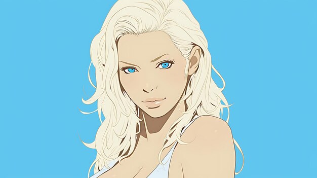 Photo a drawing of a girl with blue eyes