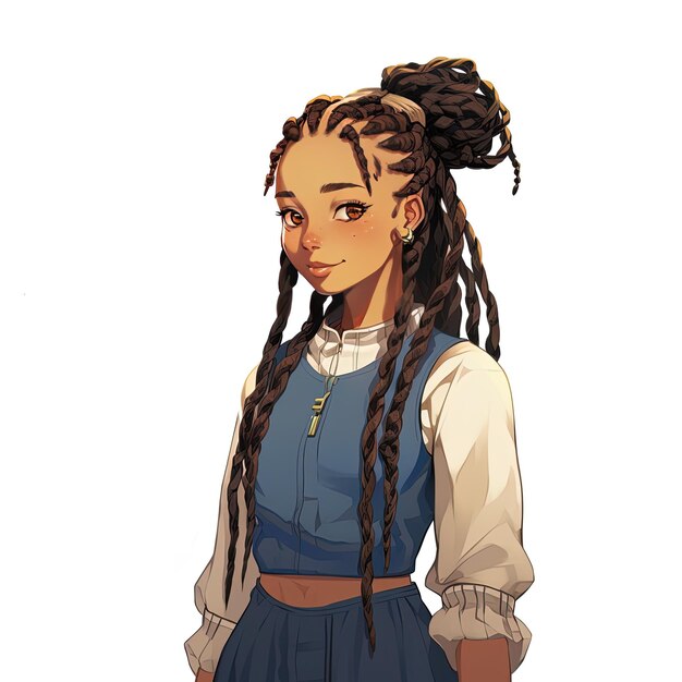 Photo a drawing of a girl with braids and a shirt that says  she is a girl